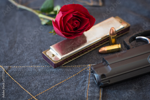 Rose mouthorgan and Gun photo