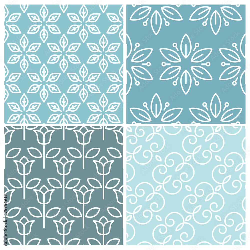 Vector set of floral seamless patterns