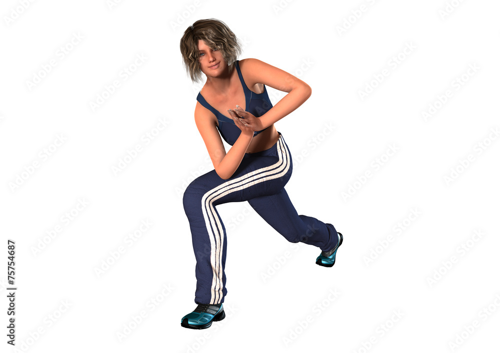 Woman in sport poses - isolated on white background Woman in sport poses - isolated on white background