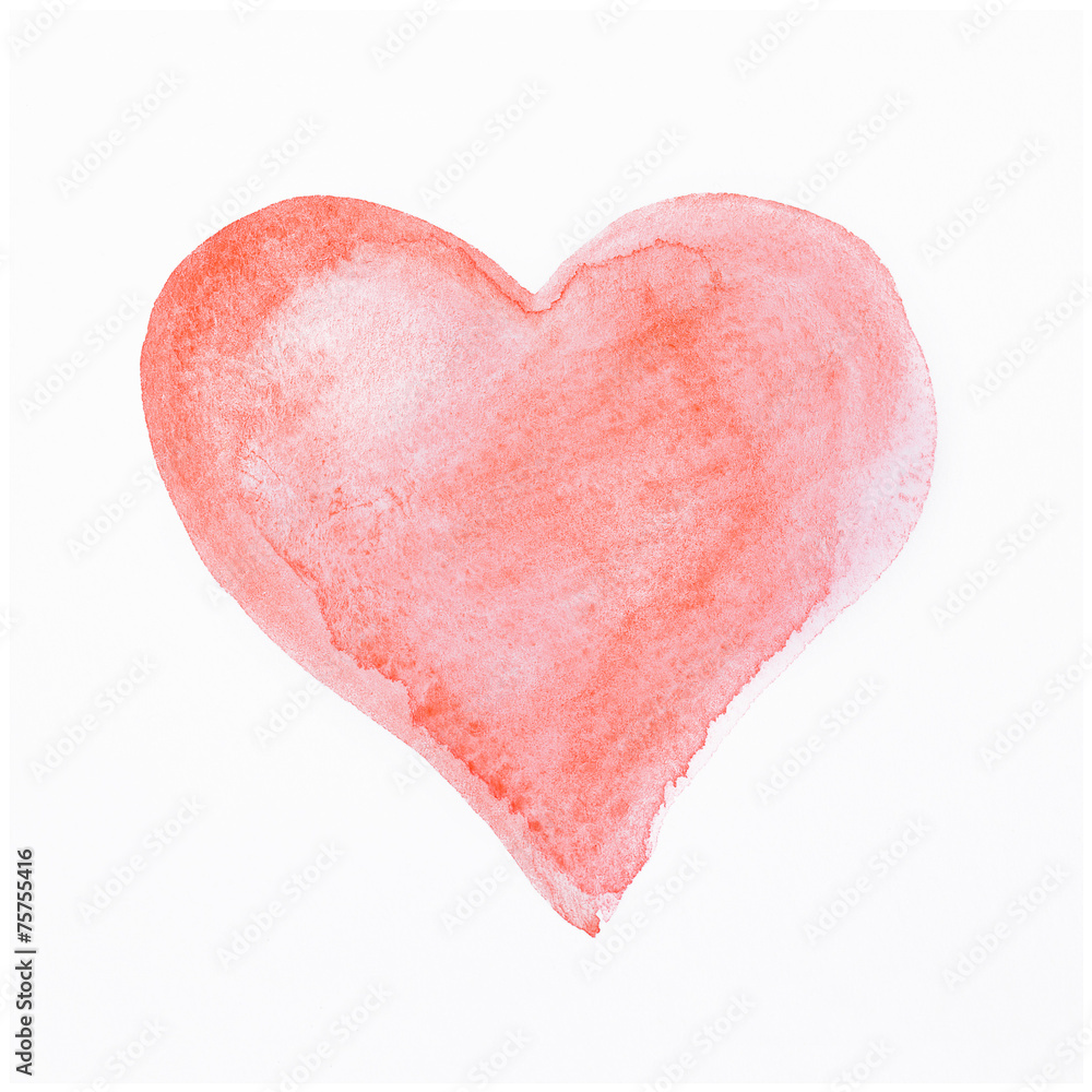 Hand-drawn red heart on white background