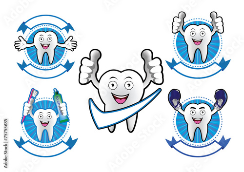 Cartoon Smiling tooth banner set #75755685