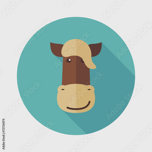 Horse flat icon with long shadow