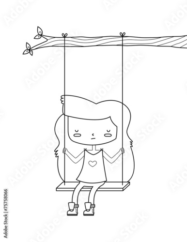 Sad Girl on Swing