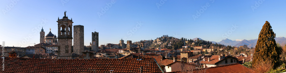 Panorama of old Bergamo, Italy.