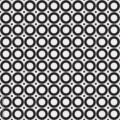 Abstract minimalistic black and white pattern, rounds and dots