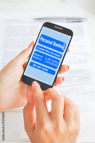 Mobile banking app on smartphone