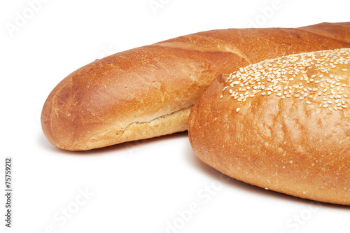 two loafs of bread isolated over white background