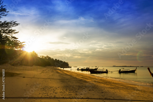 Beautiful landscape of sunrise on the beach photo