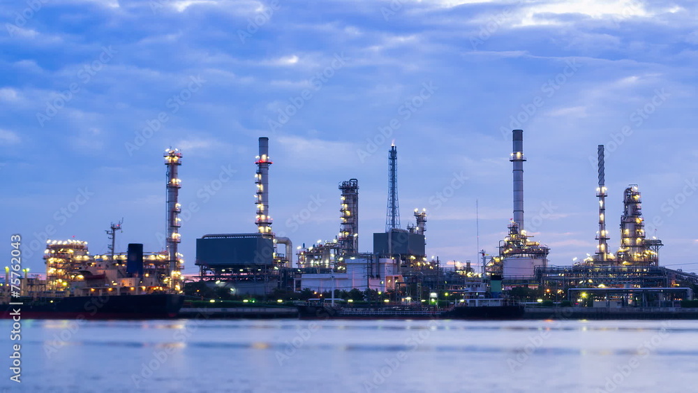 Time Lapse Oil Refinery Station On Dawn Time Time Lapse Oil Refinery Station On Dawn Time