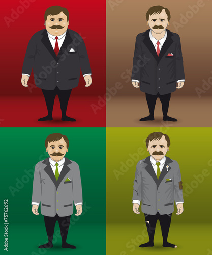 Human character in four different financial situations.