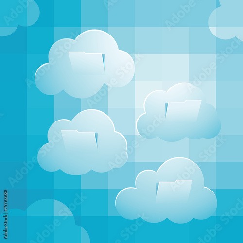 Schilderij op canvas Sky computing concept, pixelate cloudy sky, folder sructure
