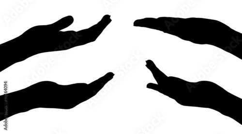Vector silhouettes of hands.