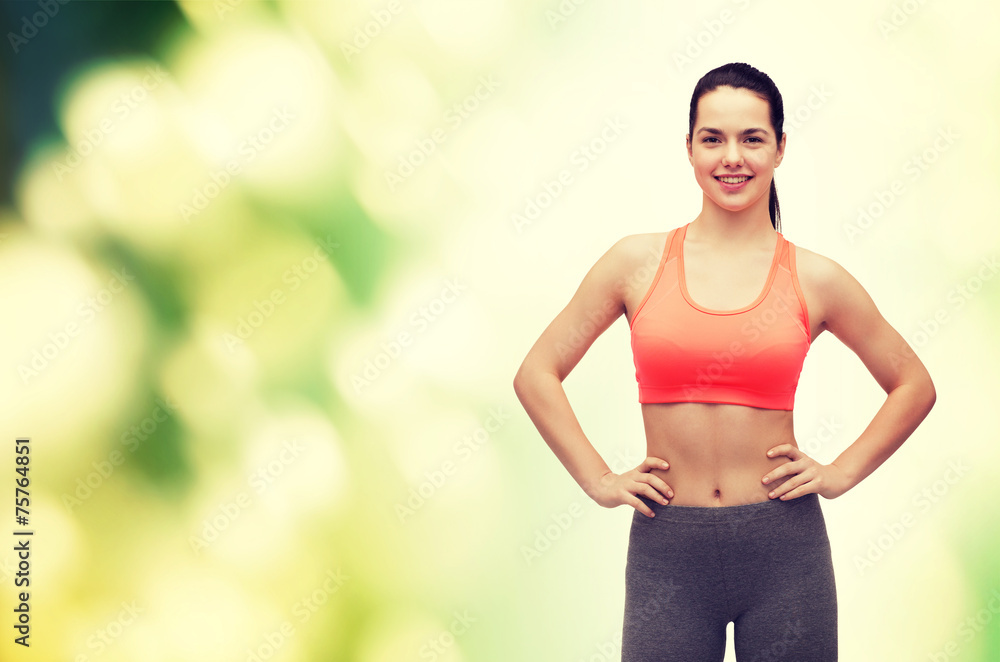 smiling teenage girl in sportswear smiling teenage girl in sportswear