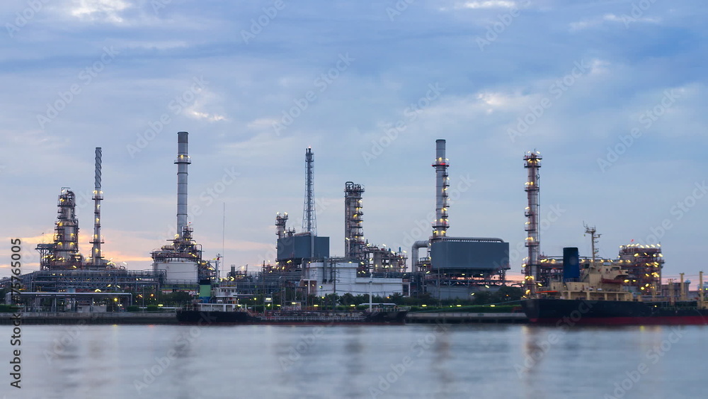 Time Lapse Oil Refinery Station On Dusk Time Time Lapse Oil Refinery Station On Dusk Time