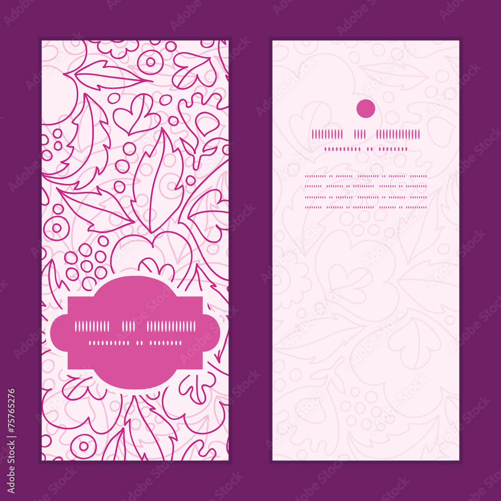 Vector pink flowers lineart vertical frame pattern invitation Vector pink flowers lineart vertical frame pattern invitation
