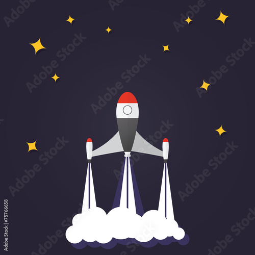 Vector modern rocket startup illustration