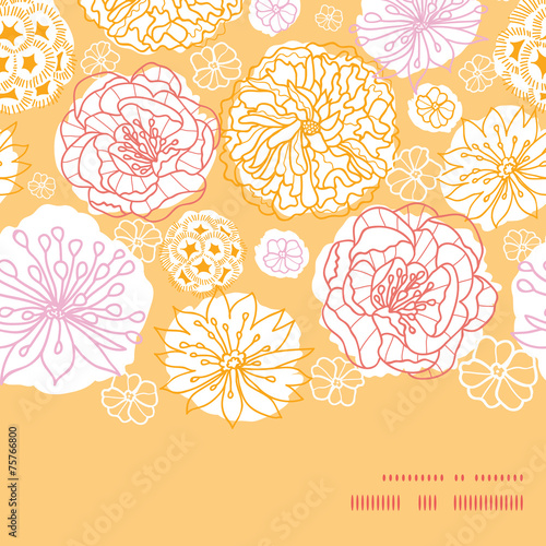 Vector warm day flowers horizontal frame seamless pattern