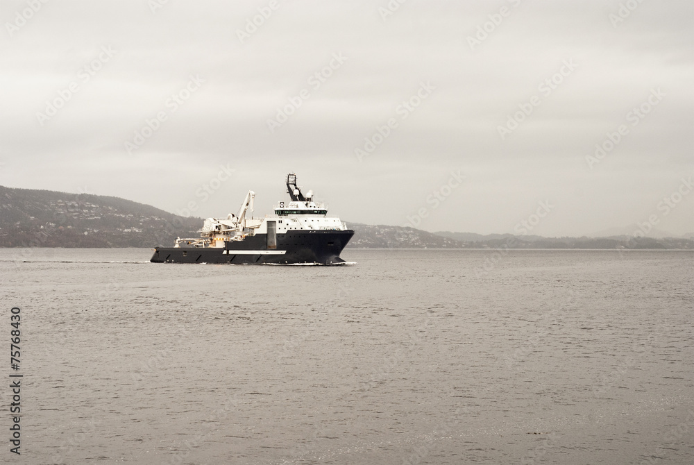 Fototapeta premium Cargo vessel is coming to port