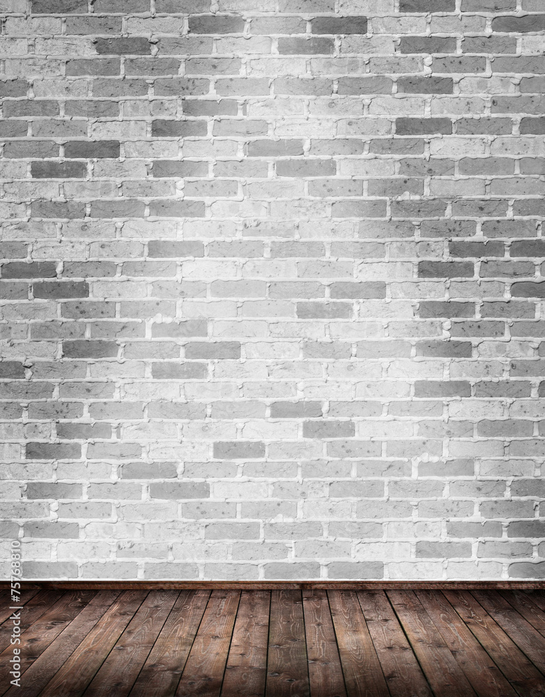 Fototapeta premium Innenraum mit grauer Ziegelmauer