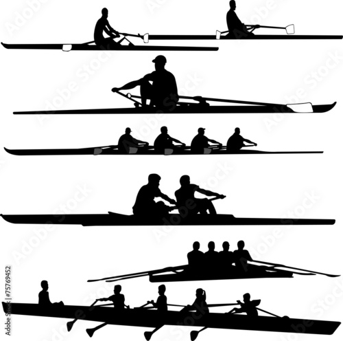 Canvas Print rowing collection silhouettes - vector