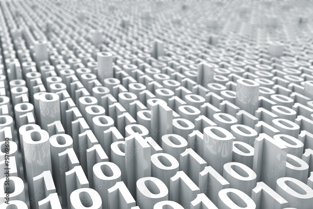 Obraz premium Abstract white digital binary code background with depth of view