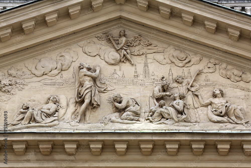 Architectural details on the famous Karls kirche in Vienna
