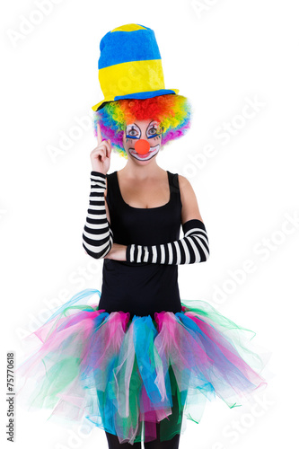 Funny clown isolated on white background