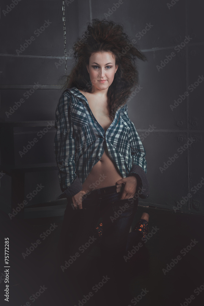 beautiful young brunette model wearing jeans beautiful young brunette model wearing jeans
