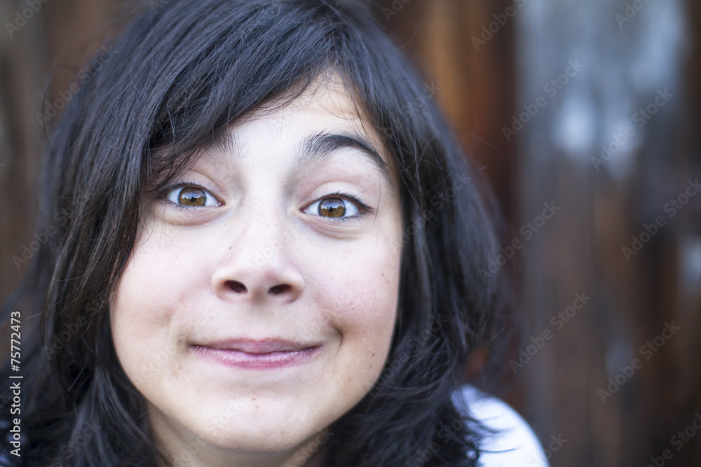 Close-up portrait of emotional teen girl. Close-up portrait of emotional teen girl.