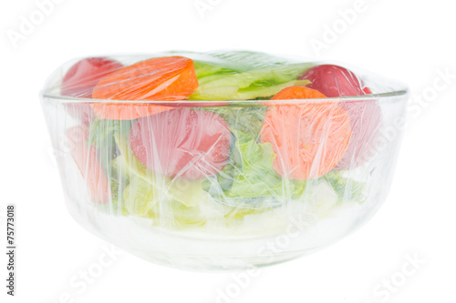 Fotografija vegetable salad in glass bowl