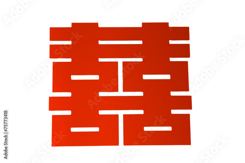 Chinese wedding decoration. The text mean happiness and couple