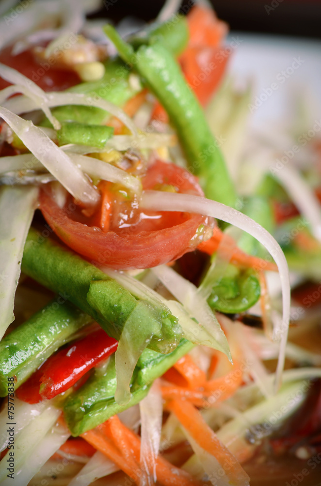 Thai style papaya salad. Thai style papaya salad.