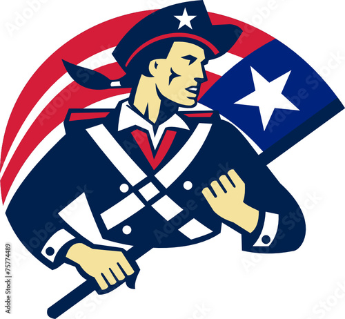 American Patriot Minuteman Flag Retro photo