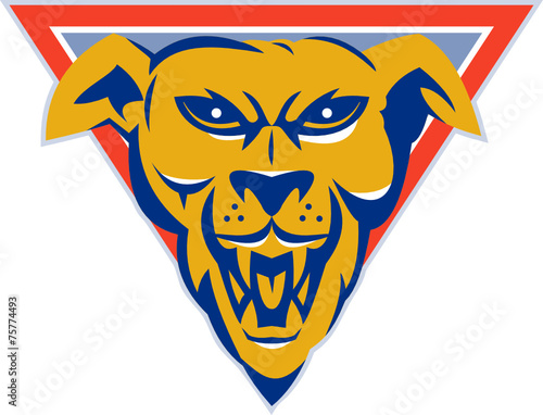 Angry Wild Dog Wold Head Triangle Retro