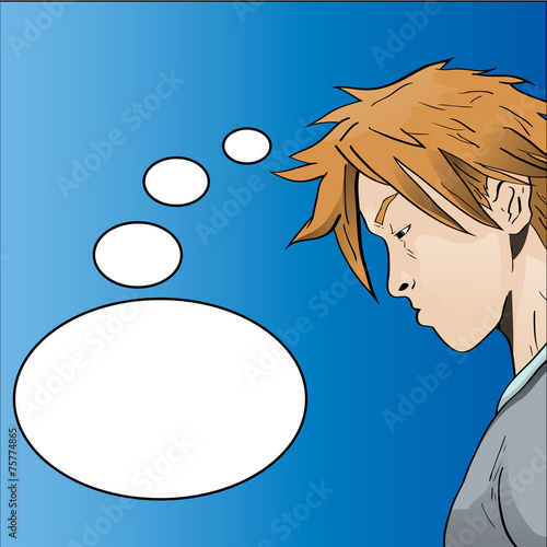 Vector Illustration of young man thinking