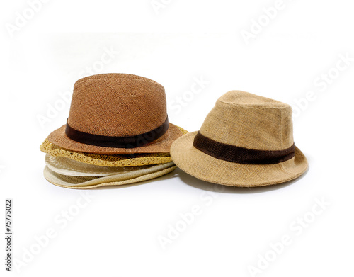 Stacked Antique Panamanian hand made straw hat