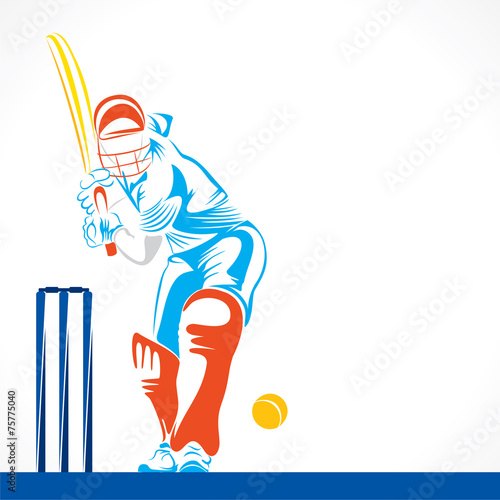 sketch cricket play ready to hit the ball design vector
