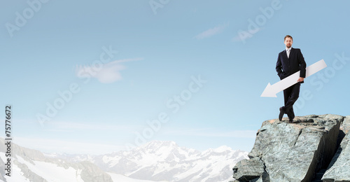 Man with banner