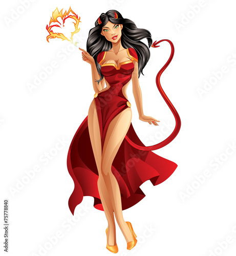 Devil Woman Isolated on White