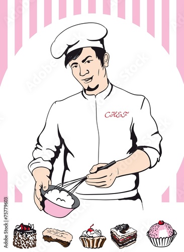 man confectioner during cooking