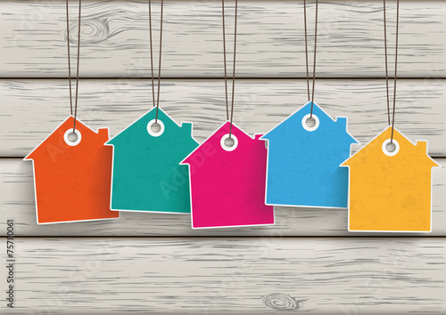 5 Colored Price Sticker House Wood
