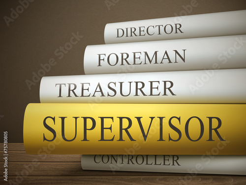 book title of supervisor isolated on a wooden table