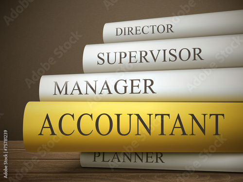 book title of accountant isolated on a wooden table