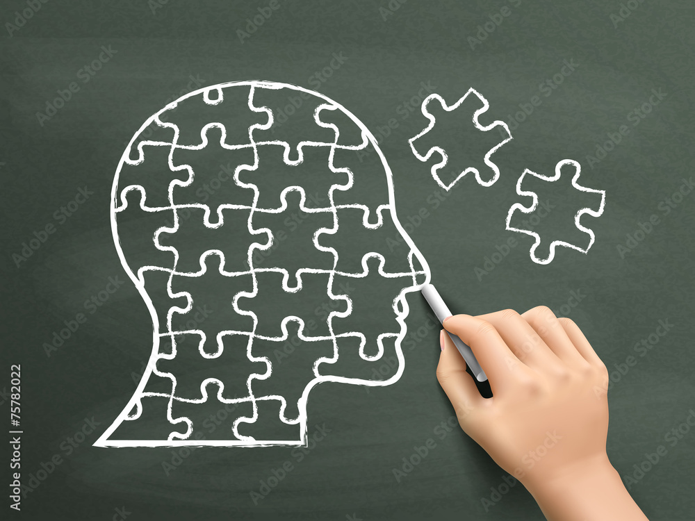 puzzles in head shape drawn by hand puzzles in head shape drawn by hand