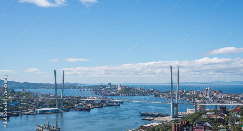 High resolution photo of Vladivostok cityscape, daylight view.