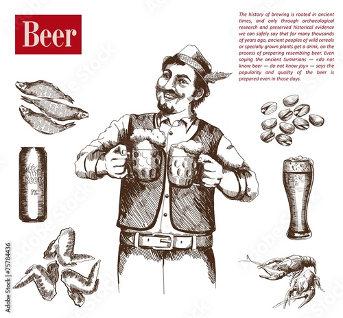 brewer with two mugs of beer