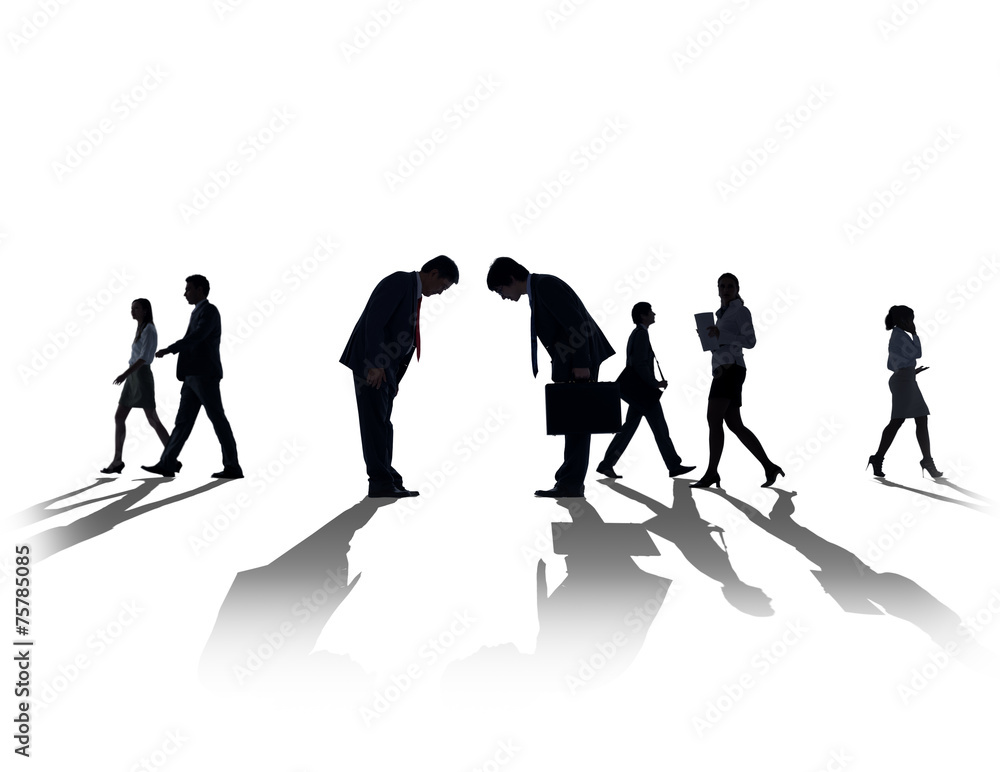 Obraz premium Silhouette Business People Discussion Communication Concept