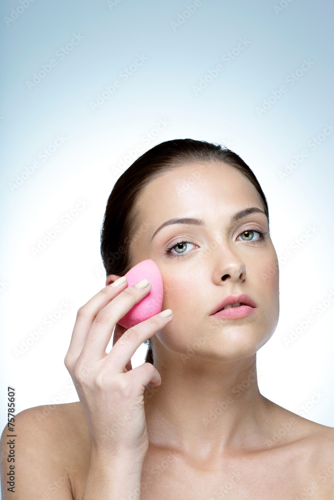 Portrait of beautiful woman with soap