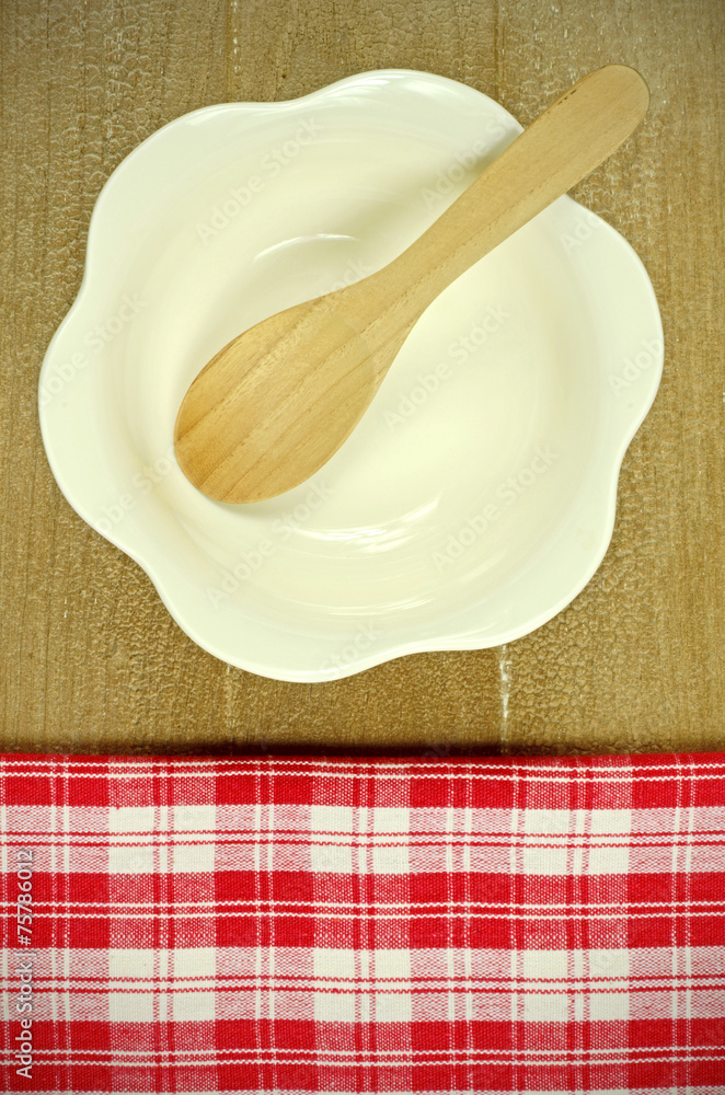 Red Table Cloth with Old Wooden Table Background. Red Table Cloth with Old Wooden Table Background.