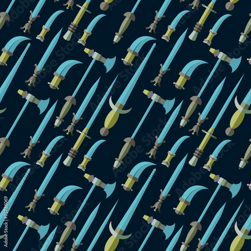 Seamless Pattern with Swords, Knifes, Broadsword And Saber